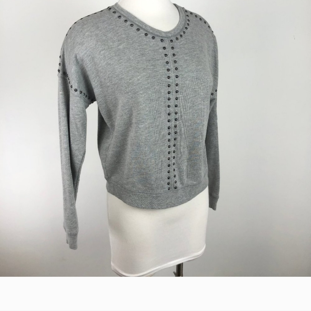Rails Gray Studded Crew Neck Sweatshirr